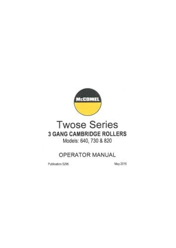Mcconnel Twose 3 Gang Cambridge Roller 640 730 820 Operators Manual