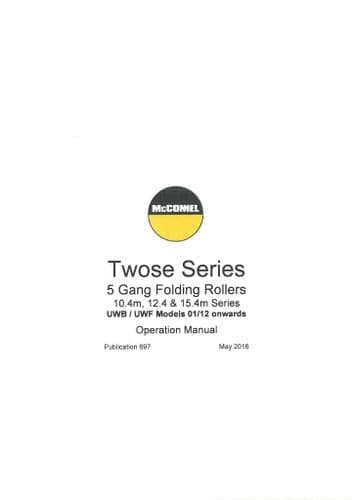 Mcconnel Twose 5 Gang Folding Roller 10.4m 12.4m & 15.4m Operators Manual