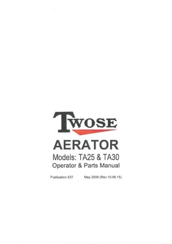 Mcconnel Twose Aerator TA25 & TA30 Operators and Parts Manual