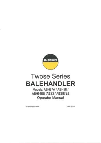 Mcconnel Twose Balehandler ABH8A ABH98 ABH98A8 ABS3 ABS87E8 Operators Manual