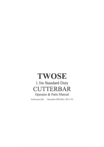 Mcconnel Twose Cutterbar 1.5m Standard Duty Operators and Parts Manual