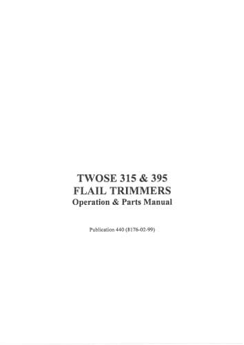 Mcconnel Twose Flail Trimmer 315 395 Operators and Parts Manual