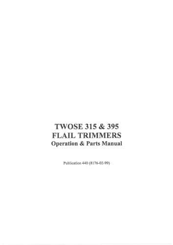 Mcconnel Twose Flail Trimmer 315 395 Operators and Parts Manual