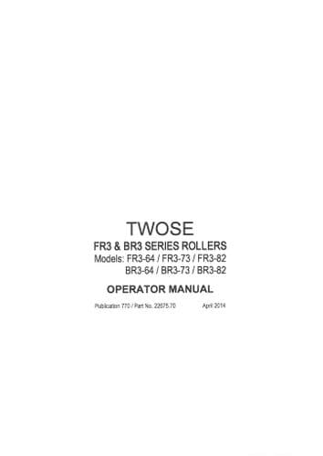 Mcconnel Twose FR3 & BR3 Series Rollers FR3-64 FR3-73 FR3-82 BR3-64 BR3-73 BR3-82 Operators Manual