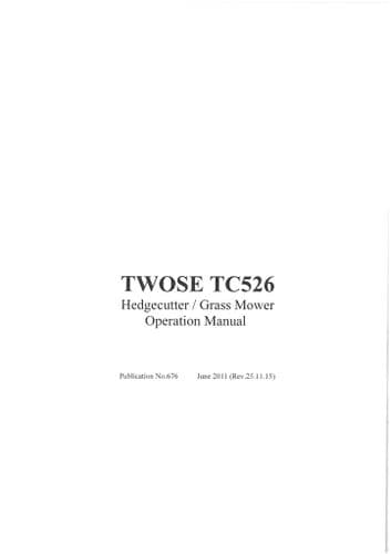 McConnel Twose Hedgecutter Grass Mower TC526 Operators Manual