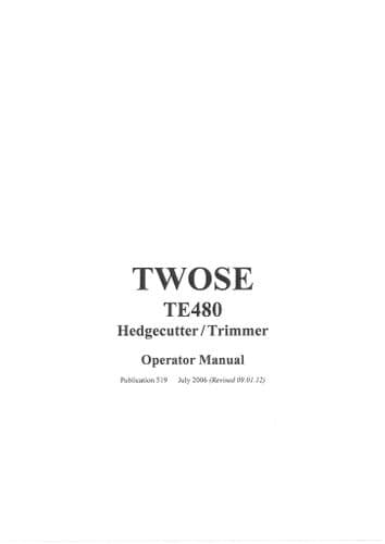 Mcconnel Twose Hedgecutter trimmer TA480 Operators Manual