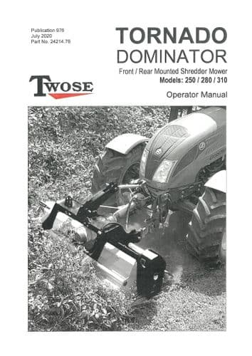Mcconnel Twose Mounted Shredder Mower Tornado Dominator 250 280 310 Operators Manual