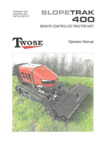 Mcconnel Twose Remote Controlled Compact Mower Slopetrak 400 Operators Manual