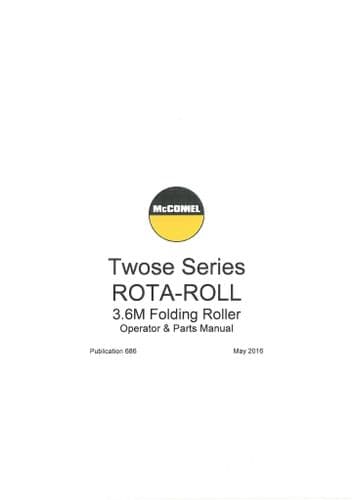 Mcconnel Twose Rota Roll Folding Roller 3.6m Operators and Parts Manual