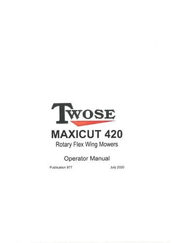 Mcconnel Twose Rotary Flex Wing Mower Maxicut 420 Operators Manual