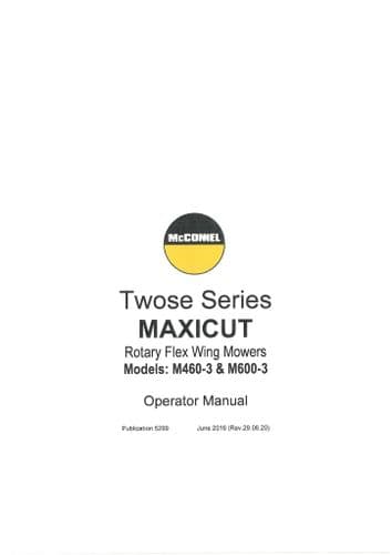 Mcconnel Twose Rotary Flex Wing Mower Maxicut M460-3 M600-3 Operators Manual