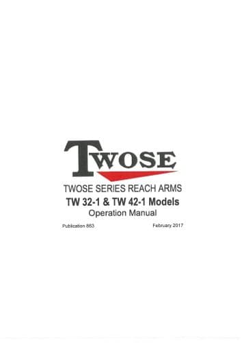 Mcconnel Twose Series Reach Arm TW32-1 TW42-1 Operators Manual