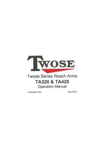 Mcconnel Twose Series Reach Arms TA320 TA420 Operators Manual