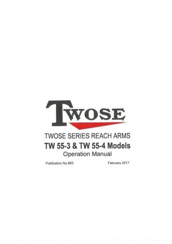 Mcconnel Twose Series Reach Arms TW55-3 TW55-4 Operators Manual