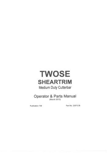 Mcconnel Twose Sheartrim Medium Duty Cutterbar Operators and Parts Manual