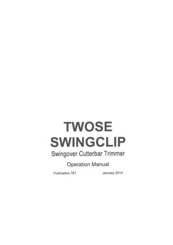 Mcconnel Twose Swingclip Swingover Cutterbar Trimmer Operators Manual