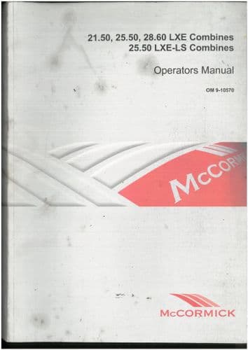 McCormick Combine 21.50LXE 25.50LXE 28.60LXE 25.50LXE-LS Operators Manual