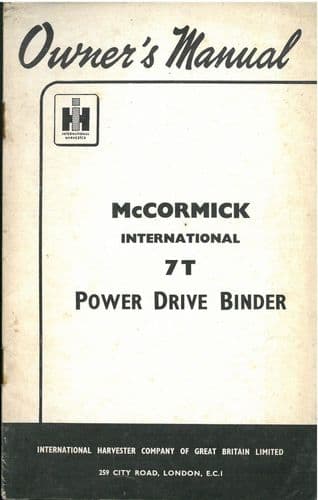 McCormick International 7T Power Drive Binder Operators Manual