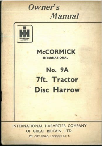 McCormick International 9A Disc Harrows Operators Manual