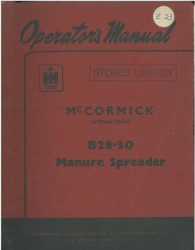 McCormick International B28- B30 Manure Spreader Operators Manual with Parts List