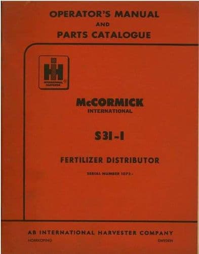 McCormick International Combined Grain & Fertiliser Drill S31-1 Operators Manual