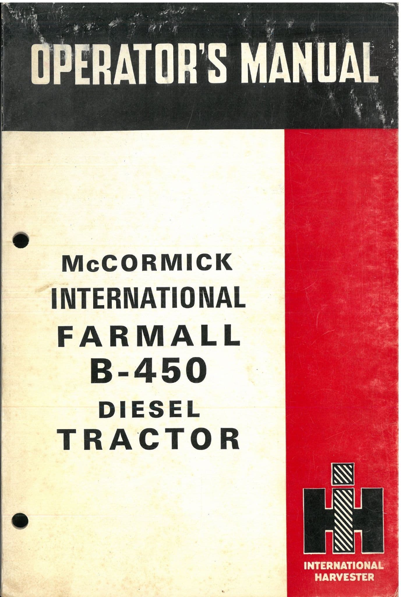 McCormick International Farmall Diesel Tractor B-450 Operators Manual