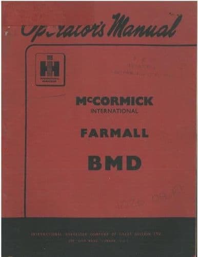 McCormick International Farmall Tractor BMD Operators Manual