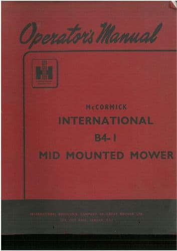 McCormick International Mid Mounted Mower B4-1 Operators Manual