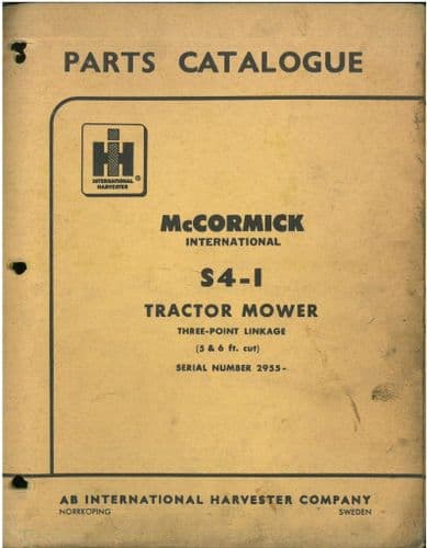 McCormick International S4-1 Tractor Mower Parts Manual