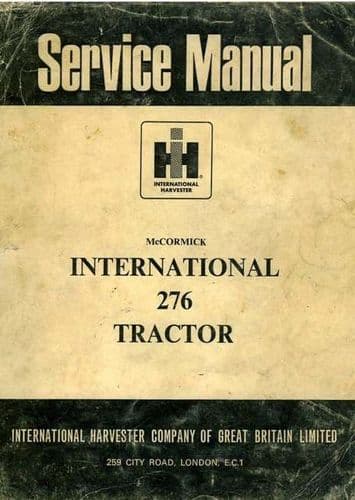 McCormick International Tractor 276 Workshop Service Manual