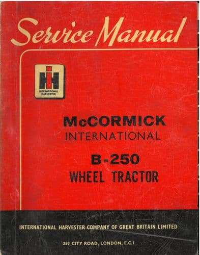 McCormick International Tractor B250 Workshop Service Manual - B 250