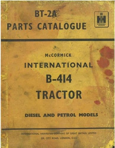 McCormick International Tractor B414 Parts Manual