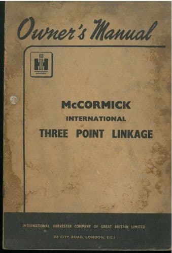 McCormick International Tractor Three Point Linkage Operators Manual