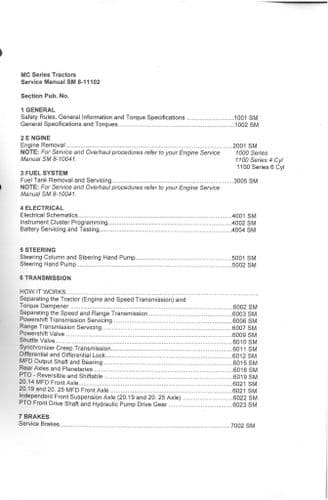 McCormick Tractor MC95 MC105 MC115 MC120 MC135 Workshop Service Repair Manual