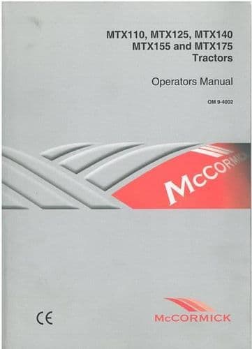 McCormick Tractor MTX Range - MTX110 MTX125 MTX140 MTX155 MTX175 Operators Manual