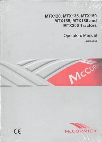 McCormick Tractor MTX120 MTX135 MTX150 MTX165 MTX185 MTX200 Operators Manual