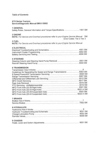 McCormick Tractor  XTX145 XTX165 XTX185 XTX200 XTX215 Service Repair/Diagnostic Manual