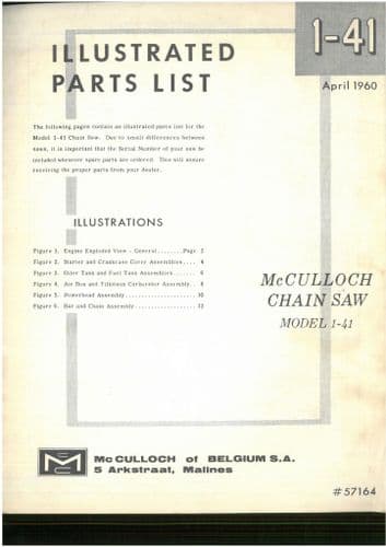 McCulloch Chainsaw Model 1-41 Parts Manual