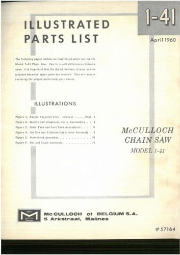 McCulloch Chainsaw Model 1-41 Parts Manual