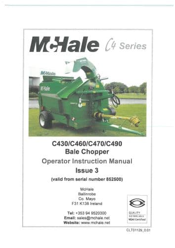 McHale Baler Chopper Issue 3 C430 C460 C470 C490 Operators Manual