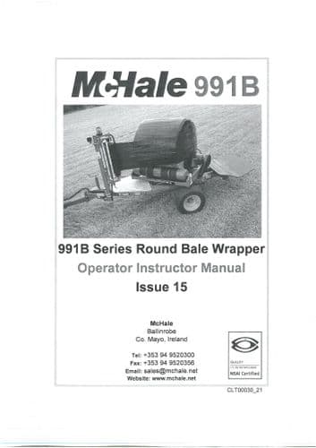 McHale Balewrapper 991B Ops Manual 991BC 991BJS 991BE 991BER 991 BC BJS BE BER