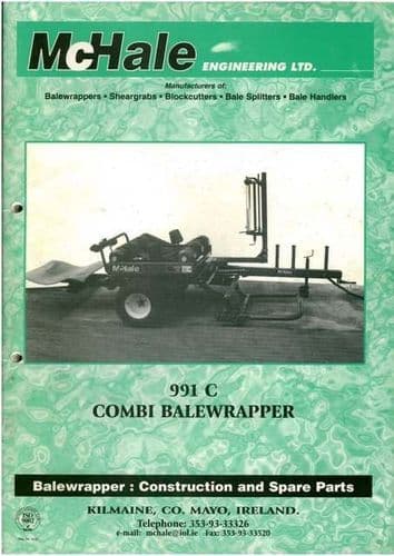 McHale Combi Balewrapper 991C Operators Manual with Parts List - 991 C