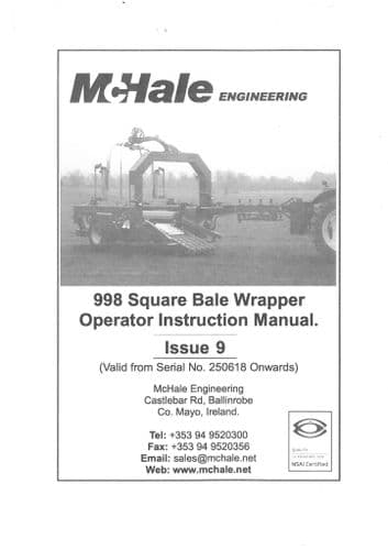 McHale Square Balewrapper 998 Series Operators Manual