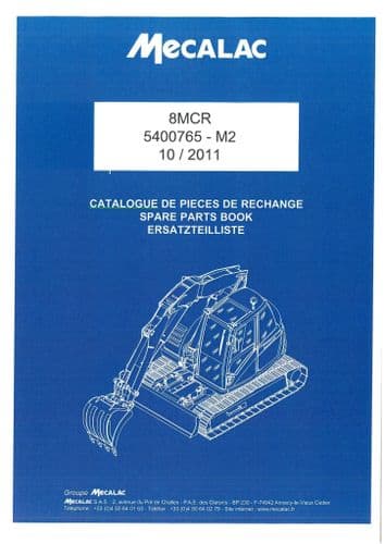 Mecalac Crawler Skid Excavator 8MCR Parts Manual 8 MCR
