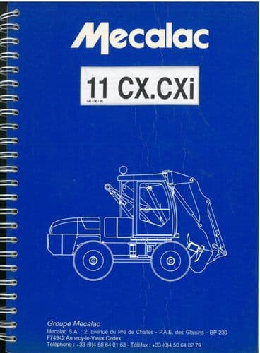 Mecalac Excavator Loader 11CX & 11CXi Operators Manual