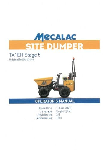 Mecalac Site Dumper TA1EH Stage 5 Operators Manual