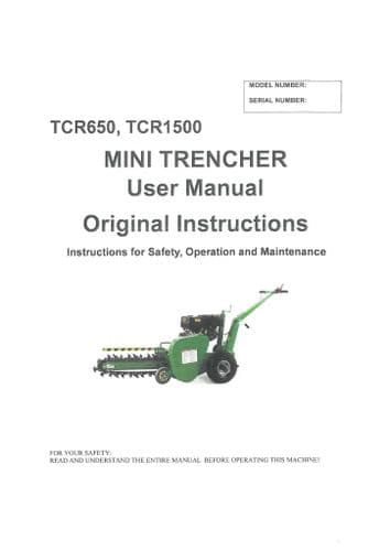 MechMaxx Mini Trencher TCR650 TCR1500 Operators Manual