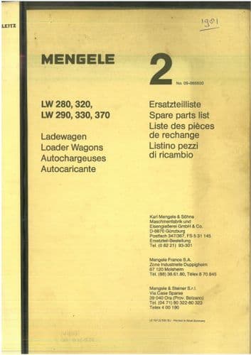 Mengele Loader Wagons LW 280, 290, 320, 330, 370 Parts Manual