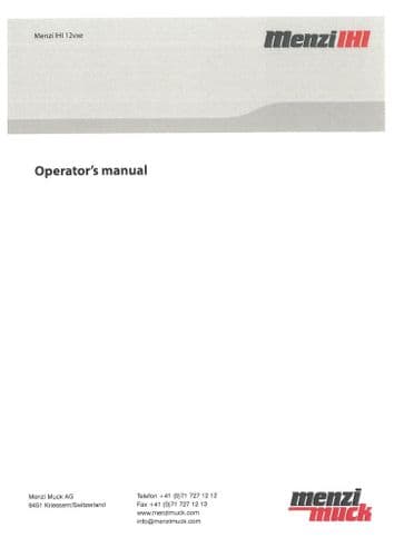 Menzi IHI Mini Excavator 12VXE Operators Manual