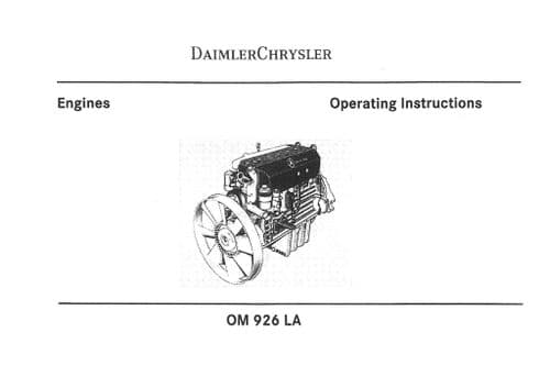 Mercedes Benz Engine OM926LA Operators Manual